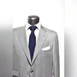 RAFFAELE CARUSO Grey Herringbone Fine 100% Wool Soft Blazer Jacket 56E 46R Italy